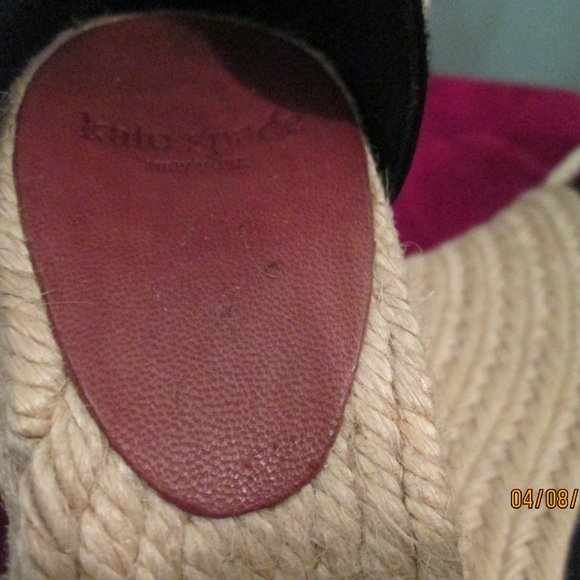 Kate Spade Black Satin Espadrilles Wedge Rope Lace Up Size 7 - Picture 9 of 9